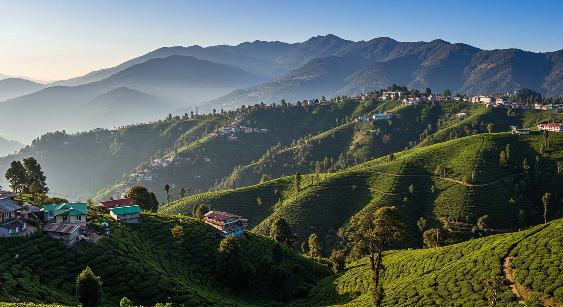 Tea gardens in the hills above Siliguri